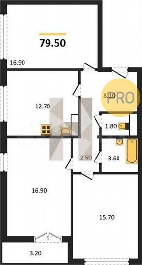 3-к. квартира, 79,5 м², 5/17 эт.