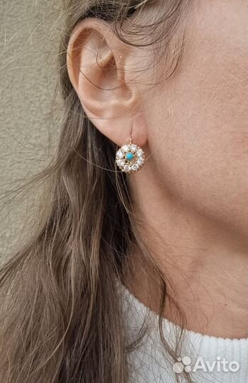 Золотые серьги малинки СССР 583 пробы