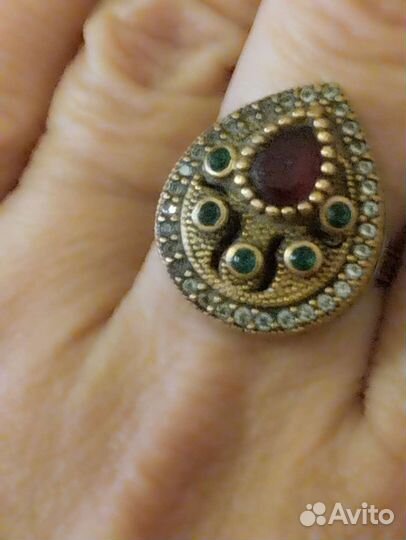 Серебряное кольцо Рубин изумруд сапфир