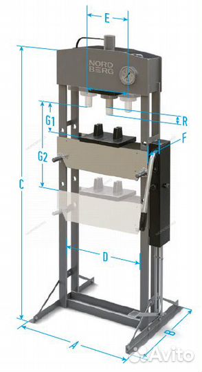 Пресс гидравлический 12т nordberg N3612FL