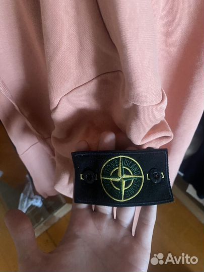 Зип худи stone island персикового цвета