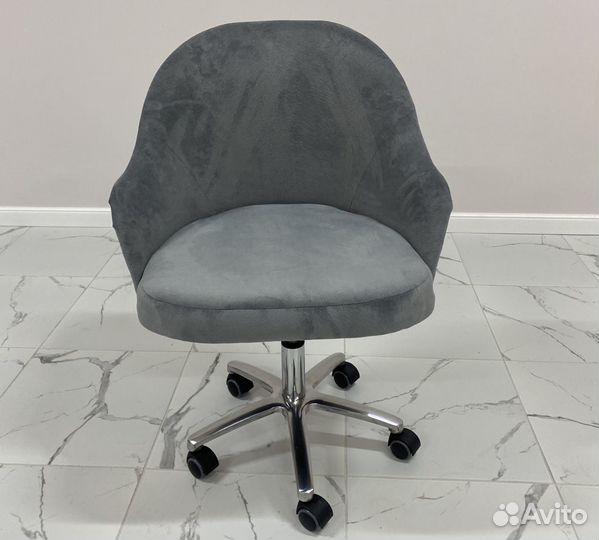 Стул на колесиках Липари, серый велюр