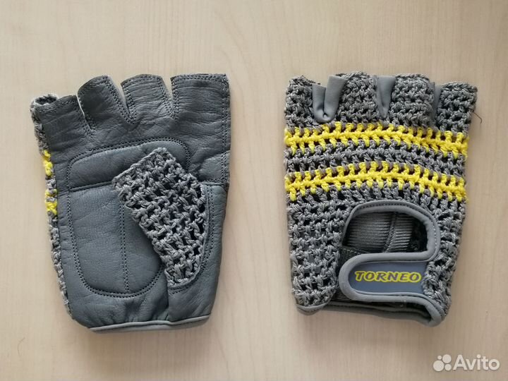Перчатки для фитнеса (серые с желтым рисунком)