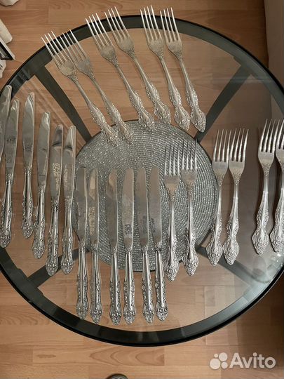 Чайные ложечки мельхиор, вилки и ножи