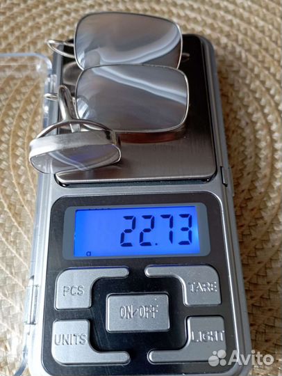 Серебряные серьги и кольцо с ониксом Винтаж