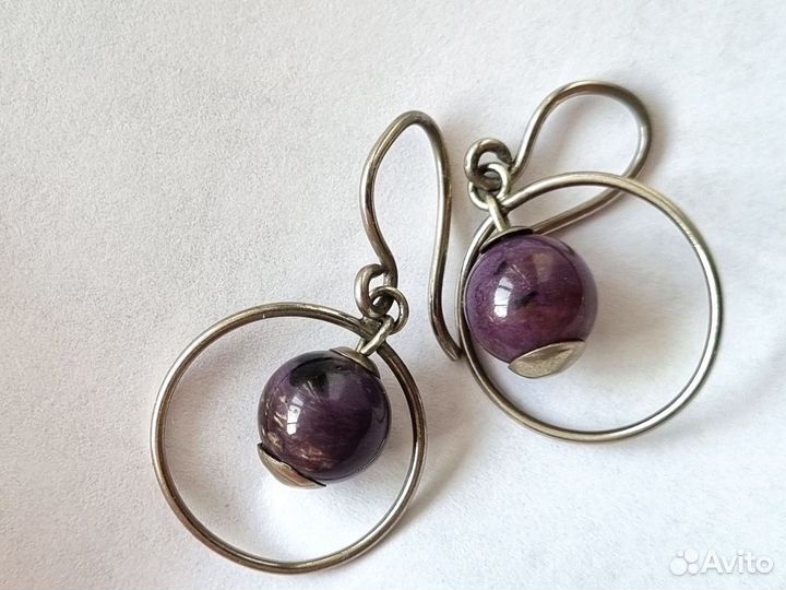 Серьги с чароитом СССР