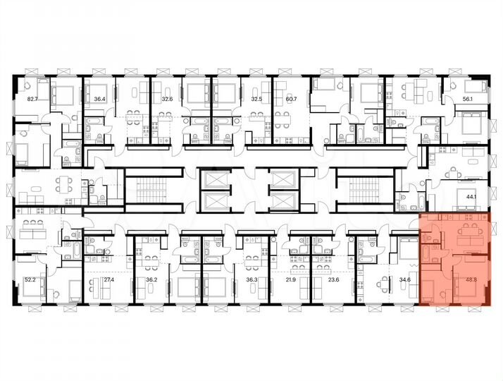 2-к. квартира, 48,8 м², 25/25 эт.