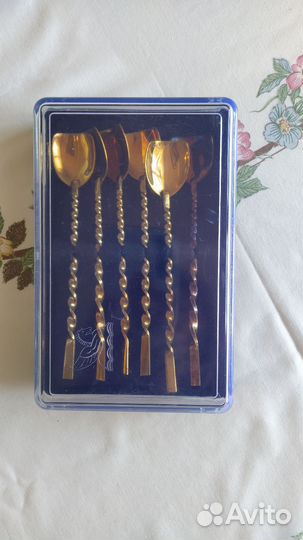 Ложки десертные мельхиор с позолотой