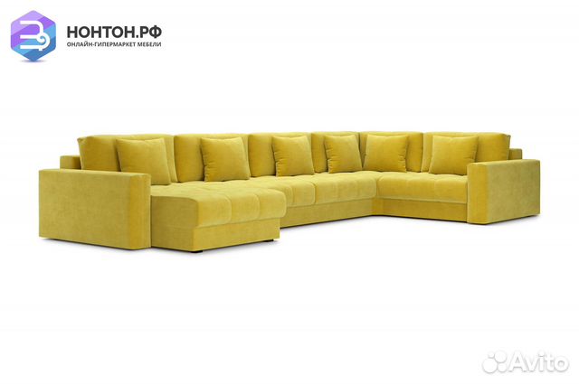 Диван п-образный тик-так Монарх горчичный