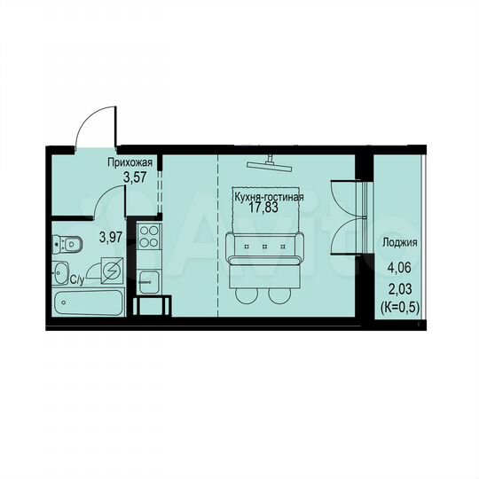 Квартира-студия, 27,4 м², 10/12 эт.