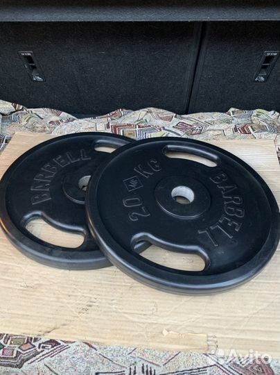 Диски для штанги 20 кг с ручками евро-классик