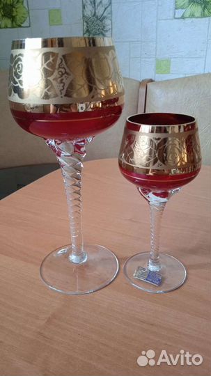 Фужеры богемское стекло с позолотой