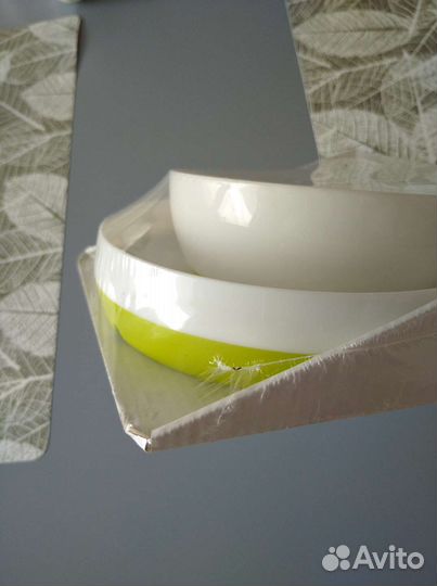 Комплект посуды икеа смэгли, белый-салатовый