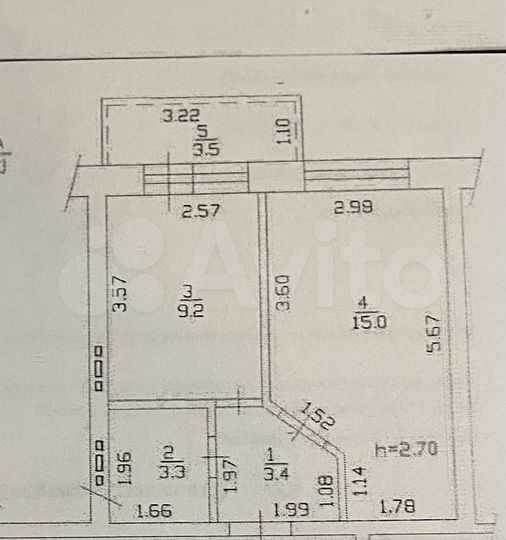 1-к. квартира, 30,9 м², 3/3 эт.