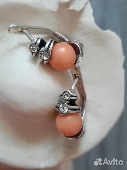 Серьги с кораллом винтаж