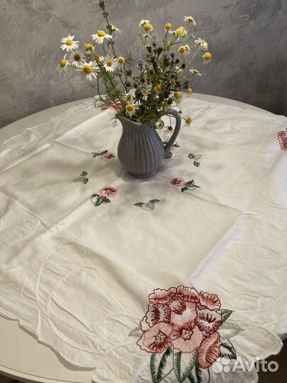 Скатерть винтаж вышивка ручная