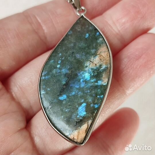 Лабрадорит кулон 42х22мм и кольцо 40х20мм