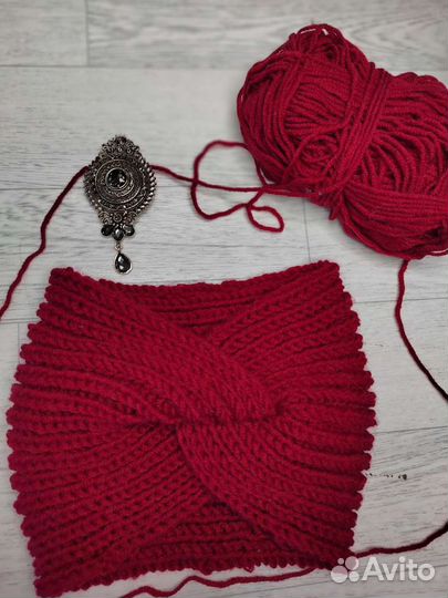 Повязка чалма тюрбан шапка вязаная комплект