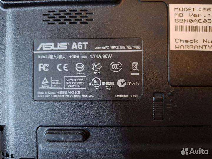 Ноутбук Asus A6t