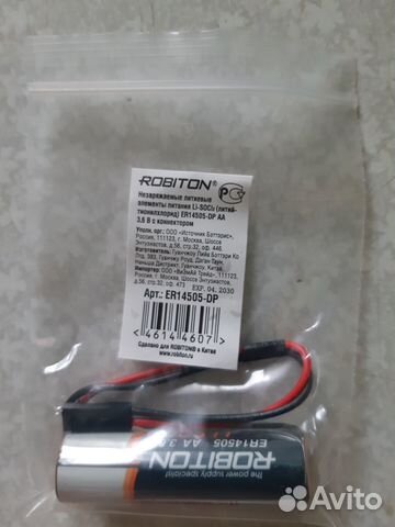 Элемент питания литиевый с коннектором Robiton