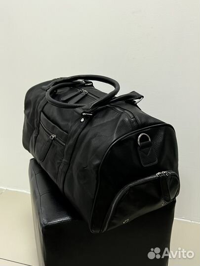 Кожаная дорожная сумка большая с отделом для обуви