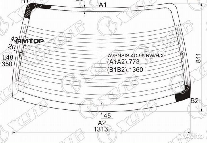 XYG avensis-4D-98 RW/H/X Стекло заднее с обогревом