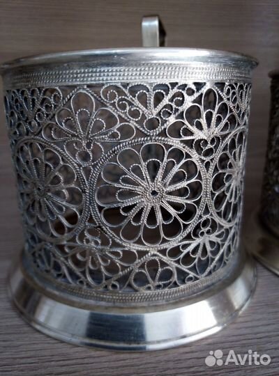 Подстаканник. Скань. Мельхиор. 3шт. Клеймо. СССР