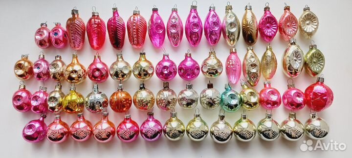 Подвески овальные рельфные елочные игрушки СССР
