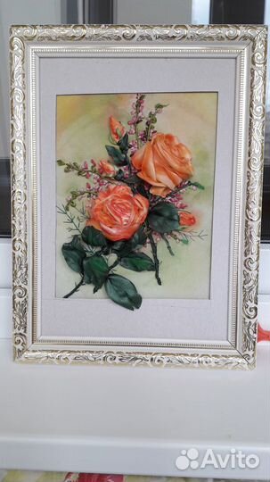 Картина вышивка лентами