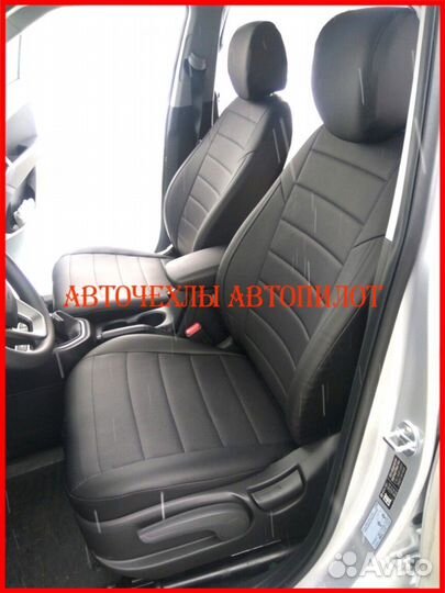 Чехлы Автопилот Hyundai Santa-Fe из экокожи чёрные