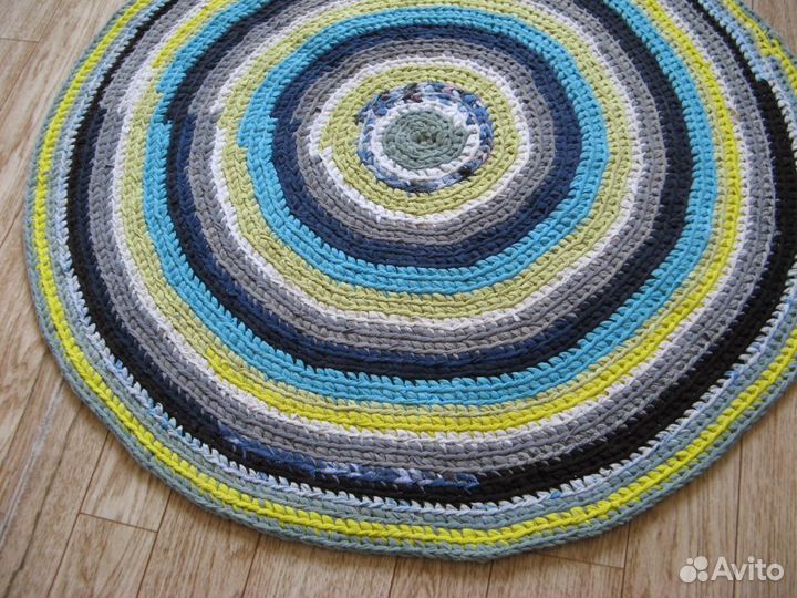 Круглый вязаный коврик 70 см трикотаж хлопок