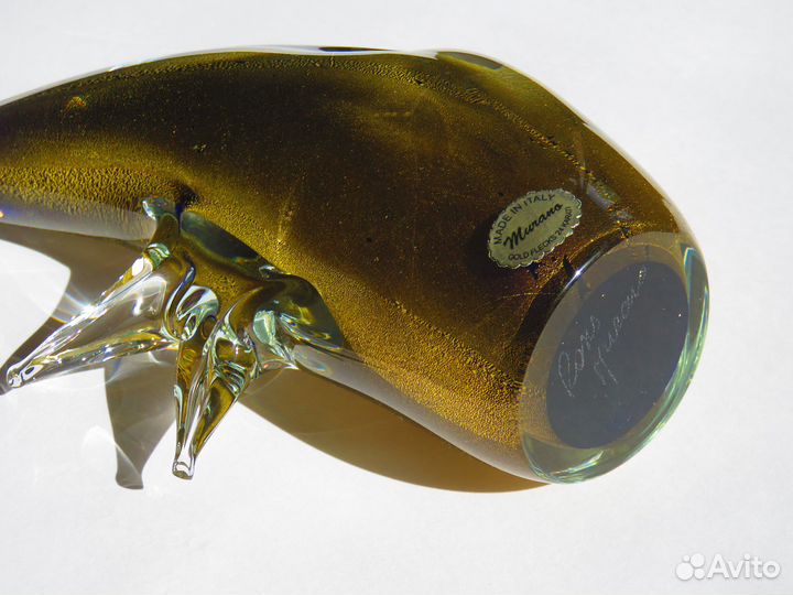 Муранское стекло с золотом, статуэтка рыба-луна