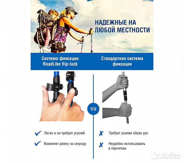 Палки для скандинавской ходьбы RoadLike Черника