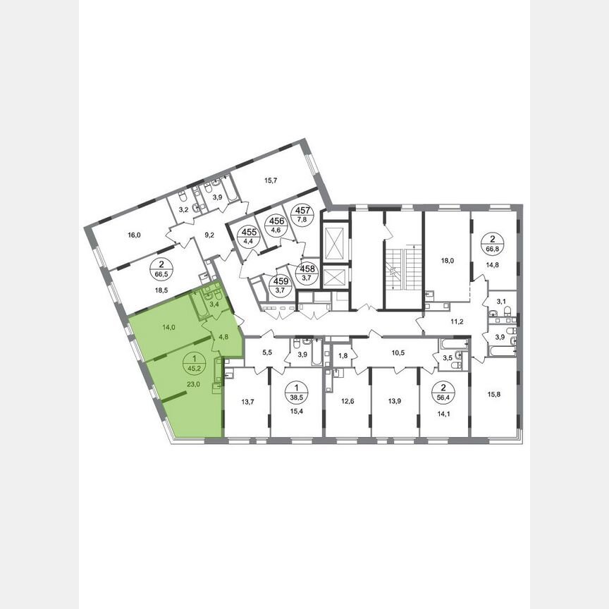 1-к. квартира, 45,2 м², 10/17 эт.