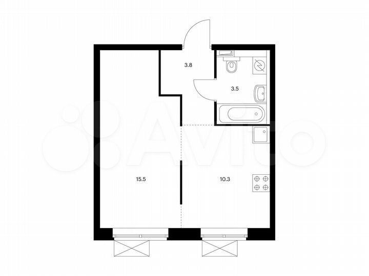 1-к. квартира, 33,1 м², 4/25 эт.