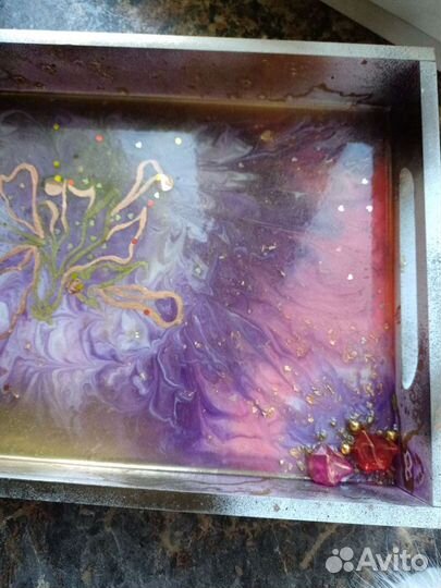 Продам поднос с подстаканниками ручной работы