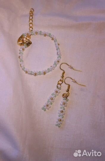 Комплект серьги и браслет, ручная работа