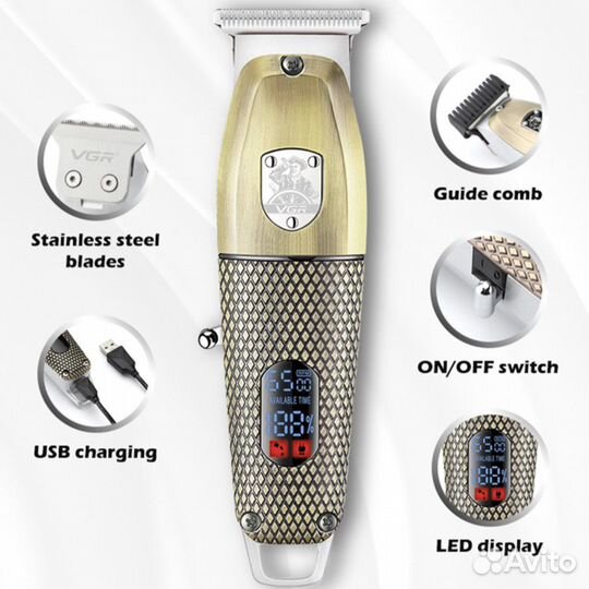 Машинка для стрижки волос и бороды vgr 976