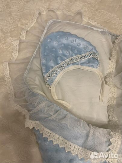 Конверт на выписку или зимний плед, чепчик