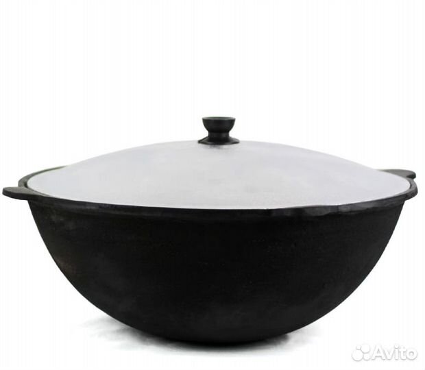 Казан чугунный 10 литров, плоское дно, Наманган