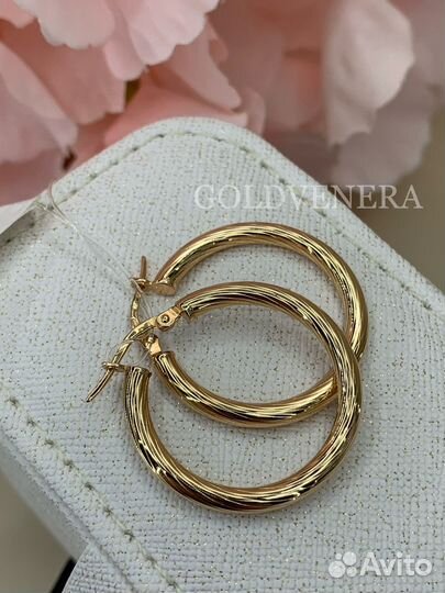 Золотые серьги конго 25 мм 585 проба