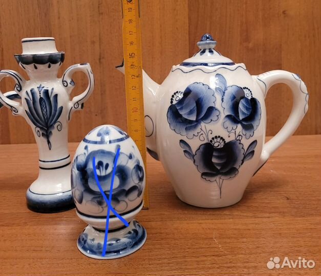 Турка, чайник, подсвечник фарфоровые гжель