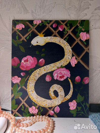 Картина на холсте. Змея приносящая удачу