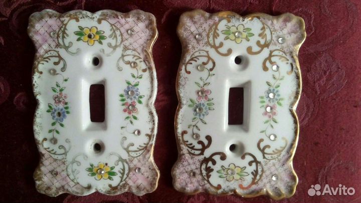 Винтажные фарфоровые рамки под выключатель,Япония