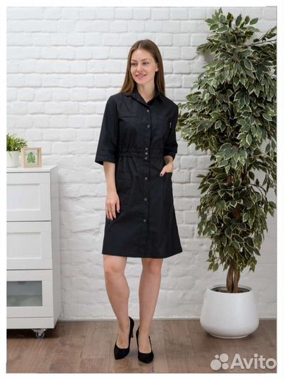 Халат медицинский женский чёрный