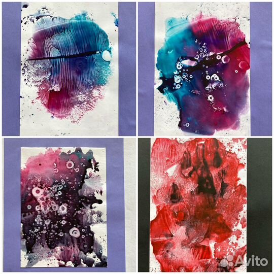 Картина акварель монотипия