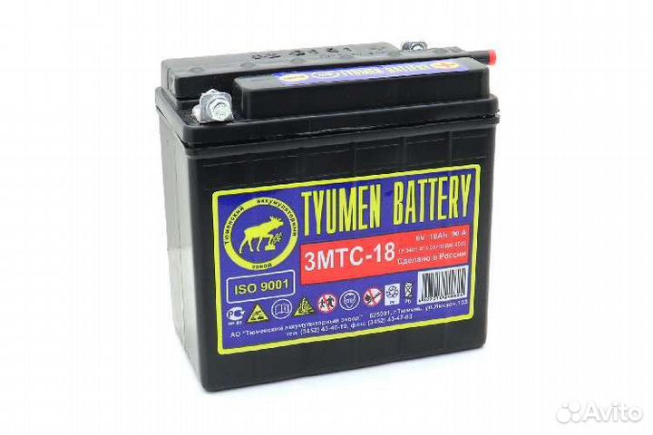 Аккумулятор 6В 18А гТюмень 3мтс-18А 140-77-135 202