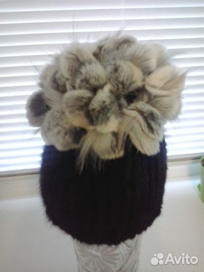 Шапка из вязаной норки