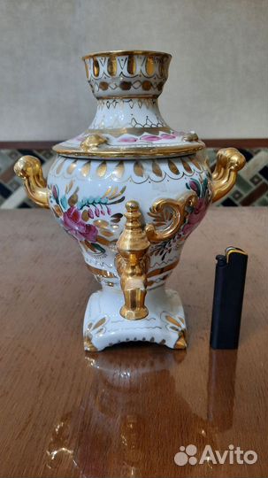 Фарфоровый самовар шкатулка. Старая Гжель
