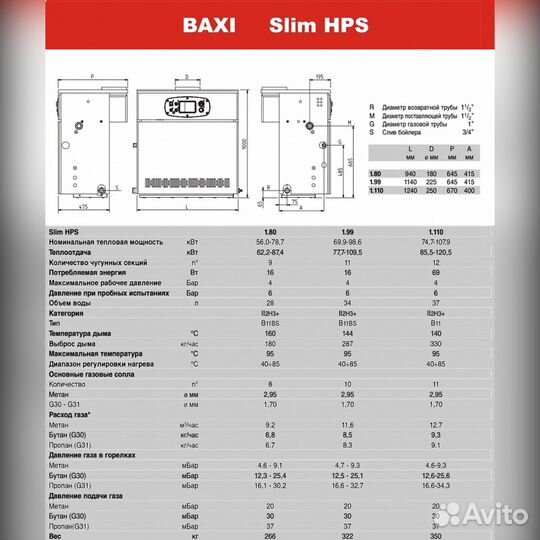 Газовый котел Baxi slim